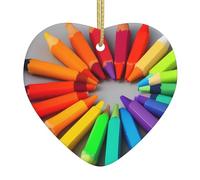 Christmas Ceramic Heart Pendant YYHWHJDE Crayons Pattern Smooth and Bright for Christmas Mouse Tree Home and Supermarket Decoration