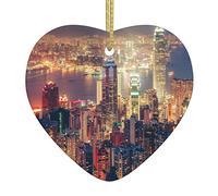 Christmas Ceramic Heart Shaped Hanging Ornament Christmas Xmas Tree Decoration Pendants For Christmas Holiday, Party, Office, Gift/Hong Kong