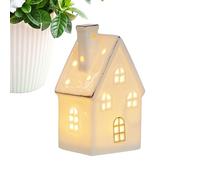 Christmas Ceramic Houses - 4.92x2.36 Inches Desktop Snowy Cabin Craft | Rustic Light Up Christmas Village For Bedroom Mantel Living Room Window Display Table Centerpiece Event Organizers