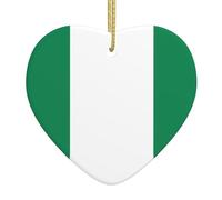 Christmas Ceramic Love Pendant Flag of Nigeria Prints Christmas Decoration for Fireplace Office is a Gift for Family and Friends
