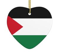 Christmas Ceramic Love Pendant Flag of The State of Palestine Prints Christmas Decoration for Fireplace Office is a Gift for Family and Friends