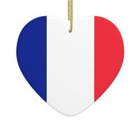 Christmas Ceramic Love Pendant French Flag Prints Christmas Decoration for Fireplace Office is a Gift for Family and Friends