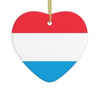 Christmas Ceramic Love Pendant Luxembourg Flag Prints Christmas Decoration for Fireplace Office is a Gift for Family and Friends