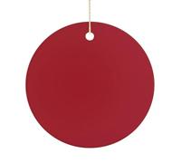 Christmas Ceramic Ornament 2.9 Inch - Double-Sided Round Xmas Tree Decor, Amaranth Red Ornament for Xmas Home Decor, Lightweight & Fade-Resistant
