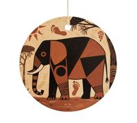 Christmas Ceramic Ornament 2.9 Inch - Double-Sided Round Xmas Tree Decor, Elephant March Print Ornament for Xmas Home Decor, Lightweight & Fade-Resistant