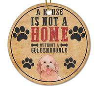 Christmas Ceramic Ornament A House Is Not A Home Without A Goldendoodle Ceramic Keepsake Loss Of Pet Sublimation Ornaments Funny Christmas Memory Keepsake Ornament For Xmas Party Decorations 3 inch