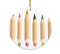 Christmas Ceramic Round Pendant Hanging - 2.9 in WHJSSF Colored Pencils to Draw The World Picture Decoration Smooth