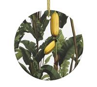 Christmas Ceramic Round Pendant HHGFASD Banana Tree1 Pattern Festive Tree Hanging Decoration