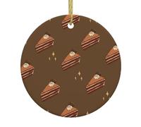 Christmas Ceramic Round Pendant HHGFASD Chocolate Squares Cake Pattern Festive Tree Hanging Decoration