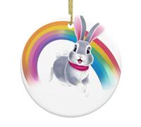 Christmas Ceramic Round Pendant HHGFASD Crossing the rainbow Pattern Festive Tree Hanging Decoration