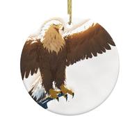 Christmas Ceramic Round Pendant HHGFASD Line Art Eagle Pattern Festive Tree Hanging Decoration