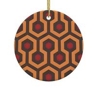 Christmas Ceramic Round Pendant HHGFASD Shining Overlook Pattern Festive Tree Hanging Decoration