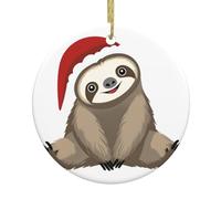 Christmas Ceramic Round Pendant HHGFASD Super cute Christmas sloth Pattern Festive Tree Hanging Decoration