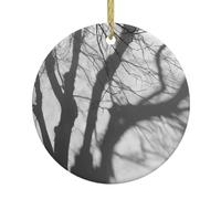 Christmas Ceramic Round Pendant HHGFASD Swinging tree shadow Pattern Festive Tree Hanging Decoration