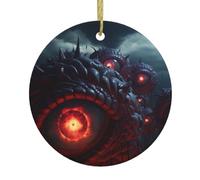 Christmas Ceramic Round Pendant HHGFASD The Devil's Eye. Pattern Festive Tree Hanging Decoration