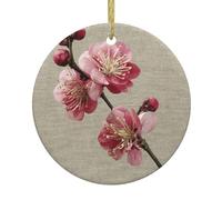 Christmas Ceramic Round Pendant HHGFASD The proud plum blossom Pattern Festive Tree Hanging Decoration