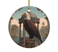 Christmas Ceramic Round Pendant VVXBHGR Eagle on the Pavilion Prints Festive Tree Hanging Decoration