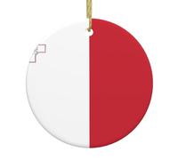 Christmas Ceramic Round Pendant VVXBHGR Flag of Malta Prints Festive Tree Hanging Decoration