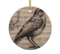 Christmas Ceramic Round Pendant VVXBHGR Nightingale Notes Prints Festive Tree Hanging Decoration