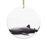 Christmas Ceramic Round Pendant VVXBHGR Quiet shark Prints Festive Tree Hanging Decoration