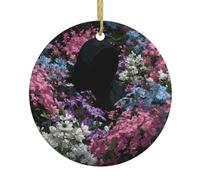 Christmas Ceramic Round Pendant VVXBHGR The Ghost in the Flowers Prints Festive Tree Hanging Decoration