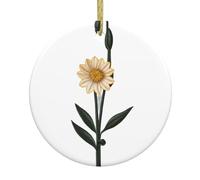Christmas Ceramic Round Pendant VVXBHGR Unknown Flower Prints Festive Tree Hanging Decoration