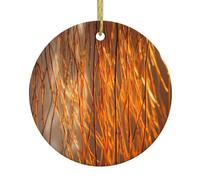 Christmas Ceramic Round Pendant VVXBHGR Willow branches in the sun Prints Festive Tree Hanging Decoration