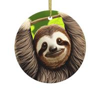 Christmas Ceramic Round Pendant YTUOPWE Cute Sloth Picture Festive Tree Hanging Decoration