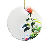 Christmas Ceramic Round Pendant YTUOPWE Dictatorship Rose Picture Festive Tree Hanging Decoration