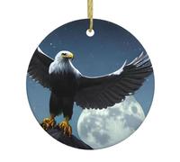 Christmas Ceramic Round Pendant YTUOPWE Eagle under the stars Picture Festive Tree Hanging Decoration
