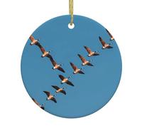 Christmas Ceramic Round Pendant YTUOPWE Geese flying in the clear autumn sky Picture Festive Tree Hanging Decoration