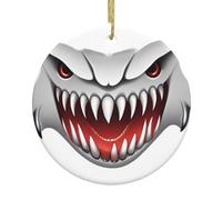 Christmas Ceramic Round Pendant YTUOPWE Mutational evil spirit Picture Festive Tree Hanging Decoration