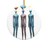 Christmas Ceramic Round Pendant YTUOPWE Polygonal thinking Picture Festive Tree Hanging Decoration