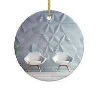 Christmas Ceramic Round Pendant YTUOPWE Quiet space Picture Festive Tree Hanging Decoration