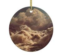 Christmas Ceramic Round Pendant YTUOPWE Raging Floods Picture Festive Tree Hanging Decoration