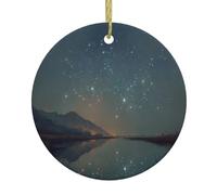 Christmas Ceramic Round Pendant YTUOPWE Shining Star Picture Festive Tree Hanging Decoration