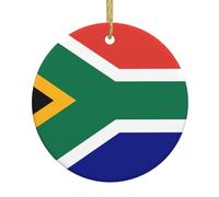 Christmas Ceramic Round Pendant YTUOPWE South African flag Picture Festive Tree Hanging Decoration