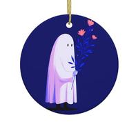 Christmas Ceramic Round Pendant YTUOPWE The Ghost of the Bouquet Picture Festive Tree Hanging Decoration