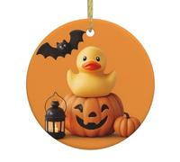 Christmas Ceramic Round Pendant YTUOPWE The Joy of Pumpkin and Duck Picture Festive Tree Hanging Decoration