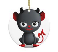Christmas Ceramic Round Pendant YTUOPWE The little devil Picture Festive Tree Hanging Decoration
