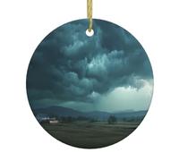 Christmas Ceramic Round Pendant YTUOPWE The storm after the calm Picture Festive Tree Hanging Decoration