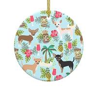 Christmas ceramic round pendants AEKGOHP Chihuahua Dog Pineapple Pattern home decorations for fireplaces doors windows supermarkets
