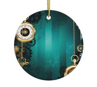 Christmas ceramic round pendants AEKGOHP Steampunk Watches Keys and Chains Pattern home decorations for fireplaces doors windows supermarkets