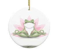 Christmas ceramic round pendants WHJDPP Cute Funny Frog Doing Yoga Printing home decorations for fireplaces doors windows supermarkets