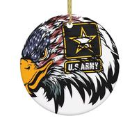 Christmas ceramic round pendants WHJDPP US Army Cool American Flag Eagle Printing home decorations for fireplaces doors windows supermarkets