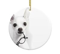 Christmas ceramic round pendants WHJSHOP Cute Chihuahua Prints home decorations for fireplaces doors windows supermarkets