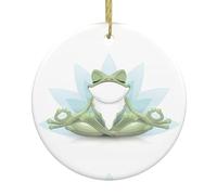 Christmas ceramic round pendants WHJSHOP Funny Yoga Frog Prints home decorations for fireplaces doors windows supermarkets