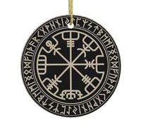 Christmas ceramic round pendants WHJSHOP Magical Design Norse Runes Compass Prints home decorations for fireplaces doors windows supermarkets