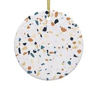 Christmas ceramic round pendants YUGTAEE Terrazzo Marble Pastel Printed home decorations for fireplaces doors windows supermarkets