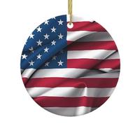 Christmas Ceramic Round Pendants YYHHAOFA American Flag Picture are Smooth and Delicate for Holiday Decoration Party Dance and storefront
